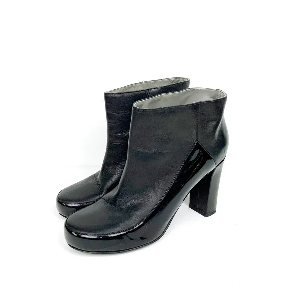 Jil Sander Navy Line Black Mix Leather Ankle Slip-OnBoots Sz 8 - Picture 3 of 16